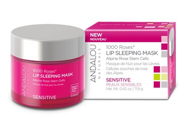 Andalou Naturals Lip Mask 1000 ROSES Overnight Lip Sleeping Mask for Dry Chapped Lips Plumping Hydrating  Soothing Lip Balm with Alpine Rose Stem Cells Vegan  CrueltyFree 042 Oz