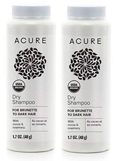 AcureOrganics Dry Shampoo For Brunette to Dark Hair With Arrowroot Rosemary and Peppermint 17 oz Pack of 2