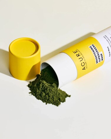 Acure Brightening Supergreens Mask  Concentrated Green Facial Mask to Cleanse Detoxify and Moisturize  WaterActivated Powder Face Mask with Spirulina Chlorella  Kale  All Skin Types 1 oz