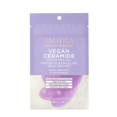 PacificaBeauty Vegan Ceramide Hydrating Under Eye and Smile Line Jelly Patches Skincare Fine Lines Wrinkles Puffy Eyes Anti Wrinkle Patches Sensitive Skin Fragrance Free Face Care 4 Pieces