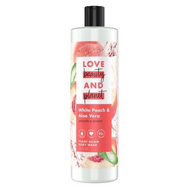 Love Beauty And PlanetPlantBased Body Wash Smooth  Renew White Peach  Aloe Vera No Sulfate Cleansers Cruelty Free 92 Naturally Derived 20 oz