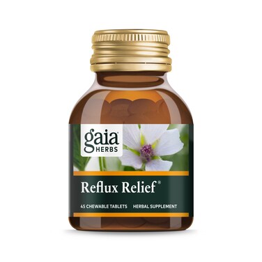 Gaia Herbs Reflux Relief  with Marshmallow Root Chamomile Aloe Licorice and High Mallow  Helps with Occasional Heartburn and Relieve Indigestion  45 Chewable Tablets 45Day Supply