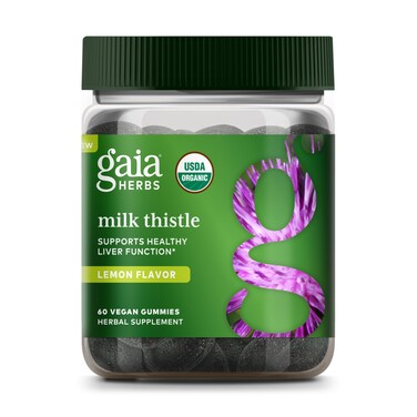 Gaia HerbsMilk Thistle Gummies  Herbal Supplement with Antioxidant Properties for Liver Health  Liver Detox  Lemon Flavored  60 Vegan Gummies