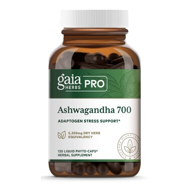 Gaia HerbsPro Ashwagandha 700  Nervousness  Stress Relief Herbal Supplement  Natural Sleep Support  with Organic Ashwagandha Root  Root Extract  120 Vegan Liquid PhytoCapsules 60 Servings