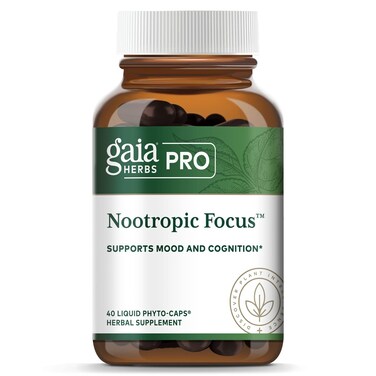 Gaia HerbsPro Nootropic Focus  Supports Healthy Concentration  with Saffron Extract Ginkgo Biloba Spearmint Extract  Lemon Balm Extract  40 Vegan Liquid PhytoCapsules 20 Servings