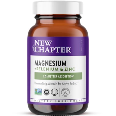 New ChapterMagnesiumSeleniumZinc Supplement for Active Bodies Bounce Back After Exercise with Muscle Support Minerals  Hydrating Electrolytes 325 mg Magnesium in OneDaily Tablet 30 Count