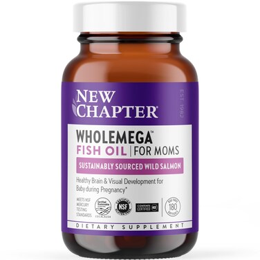 New Chapter Wholemega for Moms Fish Oil Supplement  Prenatal DHA with Omega3  Vitamin D3 for Prenatal  Postnatal Support  180 ct 500mg Softgels