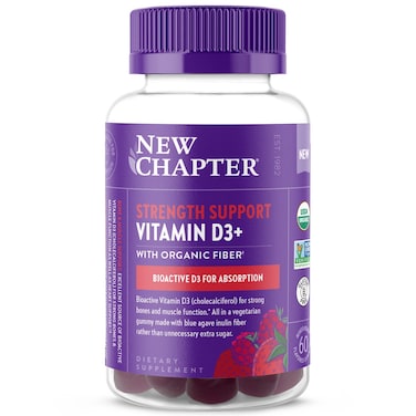 New ChapterOrganic Vitamin D3 Gummies  72 Less Sugar 1000 IU USDA Organic Vitamin D ONE Daily Gummy for Strong Bones  Muscle Function NonGMO Gluten Free Mixed Berry Flavored 60ct
