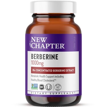 New ChapterBerberine Supplement  SuperPotent Berberine 1000 mg 30x Concentrated Indian Barberry Extract to Support Metabolic Health  Heart Health  Glucose Support Vegan Gluten Free 60 Count