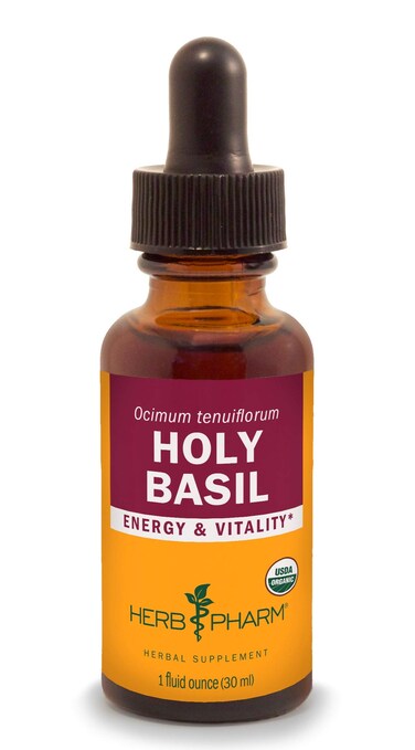 Herb Pharm Certified Organic Holy Basil Tulsi Extract for Energy and Vitality 1 Ounce DBAS01