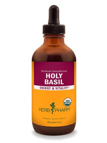 Herb PharmCertified Organic Holy Tulsi Liquid Extract for Energy and Vitality basil 4 Fl Oz