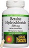 Natural Factors Betaine HCL 500 mg Supports Healthy Digestion and a Healthy Microbiome 180 capsules 180 servings