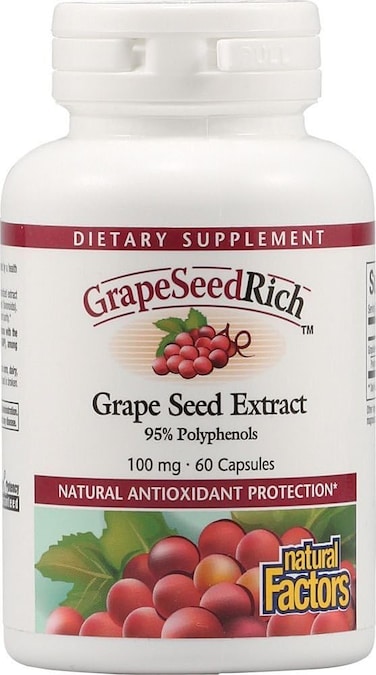 Natural FactorsGrapeSeedRich Grape Seed Extract Antioxidant Support 60 Vegetarian Capsules