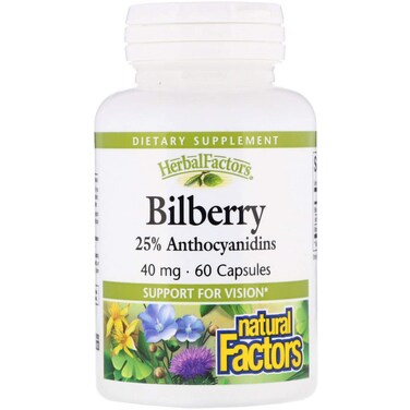 Natural FactorsHerbalFactors Bilberry Nutritional Support for Vision 60 Capsules