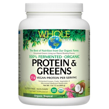Whole Earth  Sea from Natural Factors Organic Fermented Protein  Greens Vegan Whole Food Supplement Tropical 1lb 73 Oz