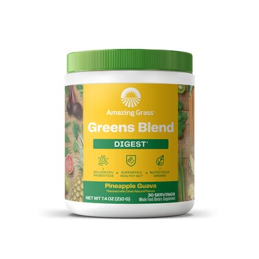 Amazing GrassGreens Blend Digest Super Greens Powder Smoothie Mix for Digestion Support with Organic Spirulina Chlorella Beet Root Powder Digestive Enzymes  Probiotics 30 Servings