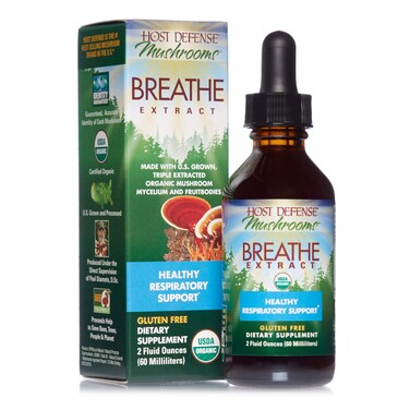 Host Defense Breathe Extract  Immune  Respiratory Support Mushroom Liquid Supplement  Herbal Lung Health Supplement with Chaga Reishi  Cordyceps  2 fl oz 60 Servings
