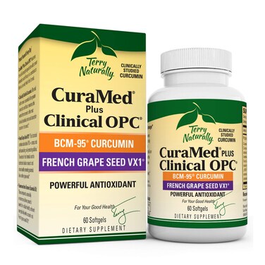 Terry NaturallyCuraMed  Clinical OPC  60 Softgels  with BCM95 Curcumin  French Grape Seed Extract VX1  NonGMO Gluten Free  30 Servings