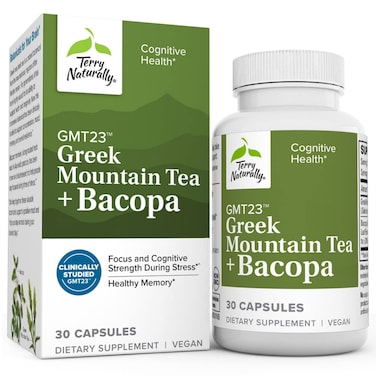 Terry NaturallyGMT23 Greek Mountain Tea  Bacopa  30 Capsules  Supports Cognitive Health  NonGMO Vegan  30 Servings