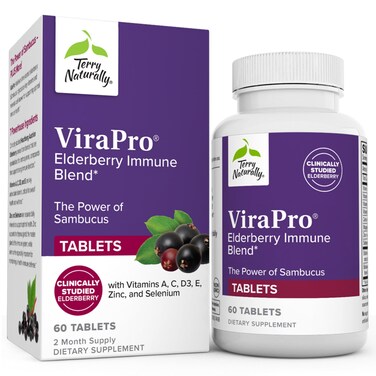 Terry Naturally ViraPro  60 Tablets  Elderberry Immune Blend  NonGMO Gluten Free  60 Servings