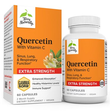 Terry Naturally Quercetin with Vitamin C Extra Strength  60 Capsules  Sinus Lung  Respiratory Function  NonGMO Vegan  60 Servings
