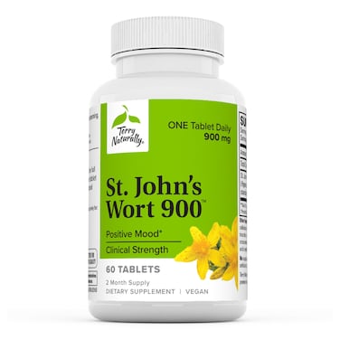 Terry NaturallySt Johns Wort 900 mg  60 Tablets  Supports Emotional Health for 24 Hours  NonGMO Vegan Gluten Free  60 Servings