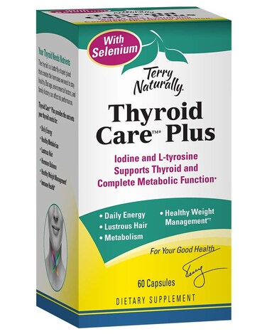 Terry Naturally Thyroid Care Plus  60 Capsules Pack of 2  with Selenium Iodine  LTyrosine  NonGMO Gluten Free Kosher  60 Total Servings
