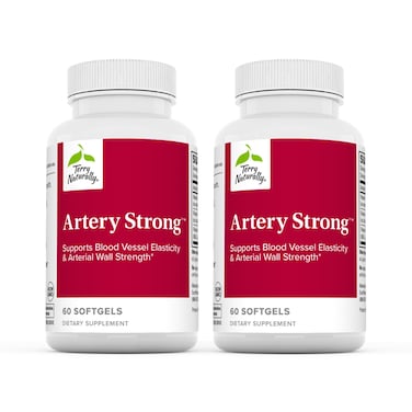 Naturally Terry Artery Strong  Cardio Health  Vascular Elasticity and Strength Support  Cardiovascular Supplement with Vitamins A  D3  Aids Blood Vessel Elasticity  60 Softgels Pack of 2