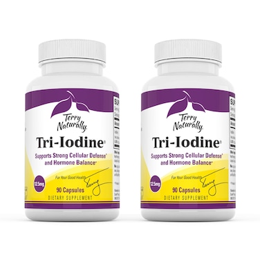 Terry Naturally TriIodine 125 mg  90 Capsules Pack of 2  Supports Hormone Balance Promotes Breast  Prostate Health  NonGMO Vegan Gluten Free Kosher  180 Total Servings