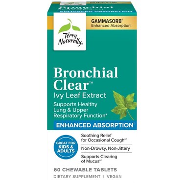 Terry Naturally  Bronchial Clear Chewable  Ivy Leaf Extract  60 Chewable tablets  Supports Healthy Lung  Upper Respiratory Function  60 servings
