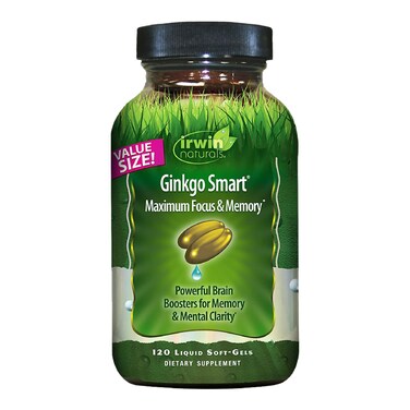 Irwin NaturalsGinkgo Smart Powerful Nootropic Brain Booster  Supports Maximum Memory Focus  Mental Clarity with DMAE Clubmoss Choline  Acetyl LCarnitine  120 Liquid Softgels
