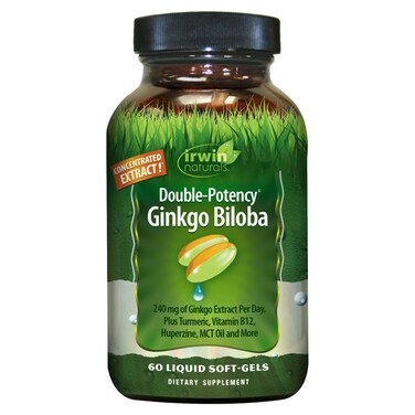 Irwin NaturalsDoublePotency Ginkgo Biloba 240mg Extra Strength Brain Health Supplement  Enhance Memory Mental Focus Alertness Concentration  Herbal Energy Booster  60 Liquid Softgels