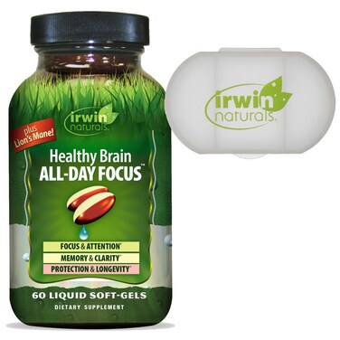 Irwin Naturals Healthy Brain AllDay Focus  60 Liquid SoftGels  Boosts Mental Performance  Promotes LongTerm Brain Health  30 Servings