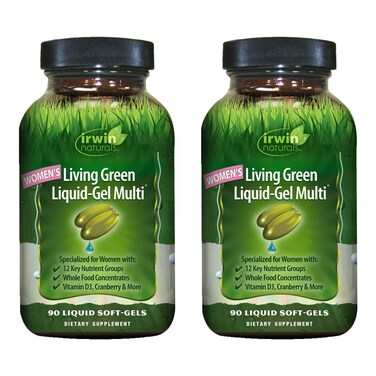 Irwin NaturalsWomens Living Green LiquidGel Multi  120 Liquid SoftGels Pack of 2  Includes 70 Essential Nutrients Vitamins  Minerals  80 Total Servings