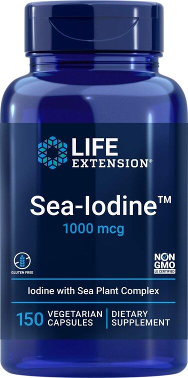 Life Extension SeaIodine Capsules 1000 mcg 150 Veg Caps Natural Iodine Supplement from Kelp and Bladderwack