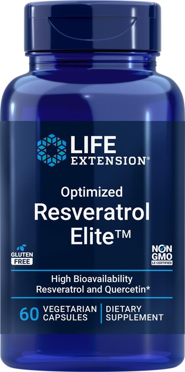 Life ExtensionOptimized Resveratrol Elite 60 Vegetarian Capsules with BioQuercetin phytosome  Non GMO Gluten Free