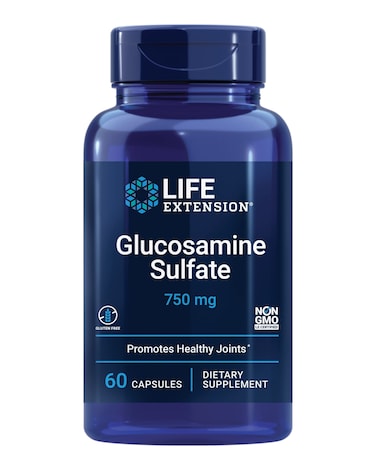 Life Extension Glucosamine Sulfate 750 mg Supports Knee Comfort and Joint Health GlutenFree NonGMO 60 Capsules
