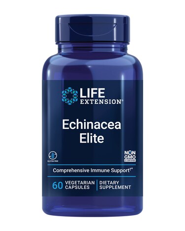 Life Extension Echinacea Elite echinacea herb for Immune Support Dualextracts standardized Formula GlutenFree NonGMO Vegetarian 60 Capsules