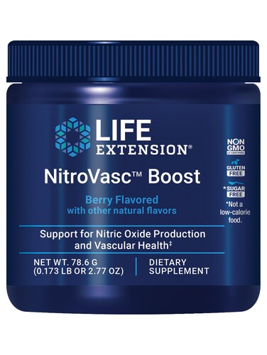 Life ExtensionNitroVasc Boost Blood Flow Supplement Nitric Oxide Support Heart Health Cardiovascular Support Larginine GlutenFree NonGMO Vegetarian 1 Scoop 30 Servings
