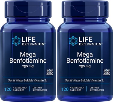Life Extension Mega Benfotiamine Capsule 250 Mg 120 Vegetarian Capsules 2 Bottles
