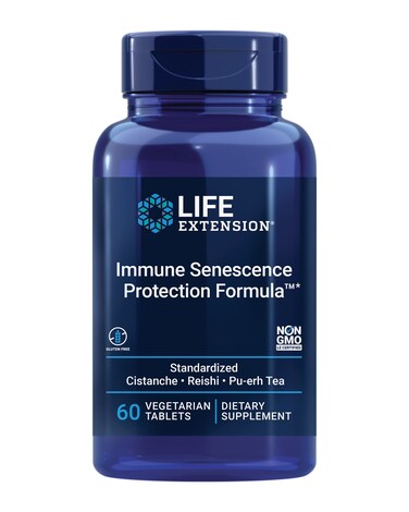 Life ExtensionImmune Senescence Formula Standardized Cistanche Reishi PUERH Tea 60 Vegetarian Tablets
