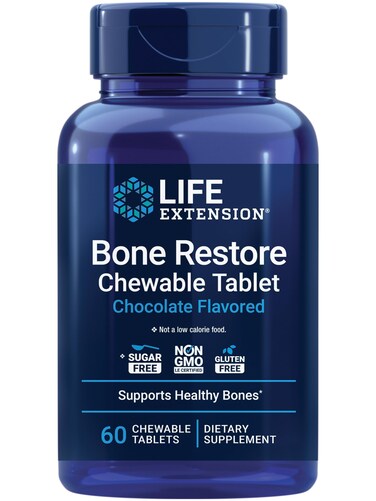 Life Extension Bone Restore Calcium Supplement Chewable Tablets Bone Health Supplement Calcium Vitamin D Minerals Gluten Free NonGMO 60 Tablets