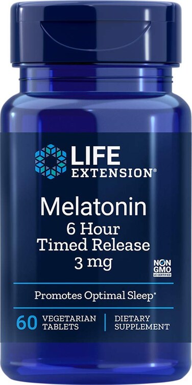 Life ExtensionMelatonin 6 Hour Time Release 3 Mg 60 Ct Vtabs Pack of 4