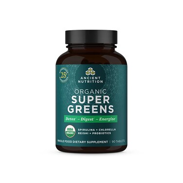 Ancient NutritionSuper Greens with Probiotics Organic Superfood Tablets Made from Spirulina Chlorella Moringa and a Resilient Probiotic 30 Servings 90 Count
