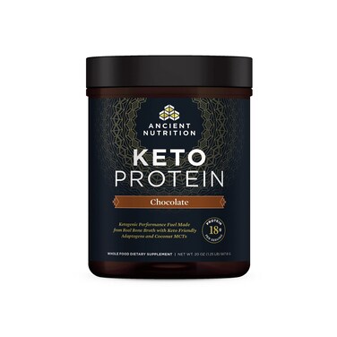 Ancient NutritionKeto Protein Powder KetoPROTEIN with Fats from Bone Broth and MCT Oil Chocolate 18g Protein 10g Fat Per Serving Gluten Free Low Carb Paleo Friendly 17 Servings
