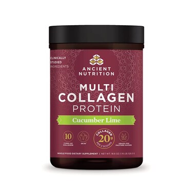 Ancient NutritionCollagen Powder Protein Multi Collagen Protein Cucumber Lime Hydrolyzed Collagen Peptides Supports Skin and Nails Joint Supplement 186oz