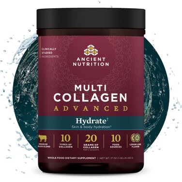 Ancient NutritionAdvanced Multi Collagen Protein Powder Hydrate Lemon Lime 30 Servings