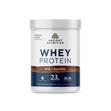 Ancient NutritionGrass Fed Whey Protein Milk Chocolate 23g Protein 20 Servings Hydrolyzed Collagen Peptides Organic Regenerative A2A2 Milk Protein