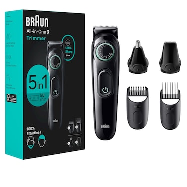 Braun AllInOne Style Kit Series 3 3450 5in1 Trimmer for Men with Beard Trimmer Ear  Nose Trimmer Hair Clippers  More UltraSharp Blade 40 Length Settings and Washable