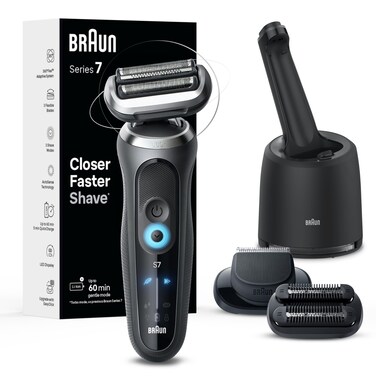 Braun Electric Shaver for Men Series 7 7185cc Wet  Dry Shave Turbo  Gentle Shaving Modes Waterproof Foil Shaver Space Grey